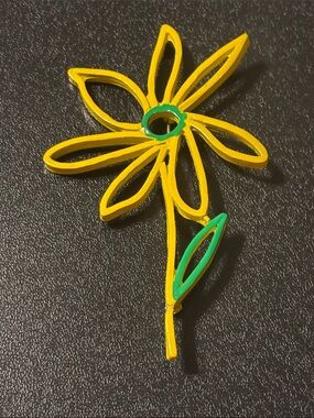 Yellow & Green Daisy Flower Brooch.